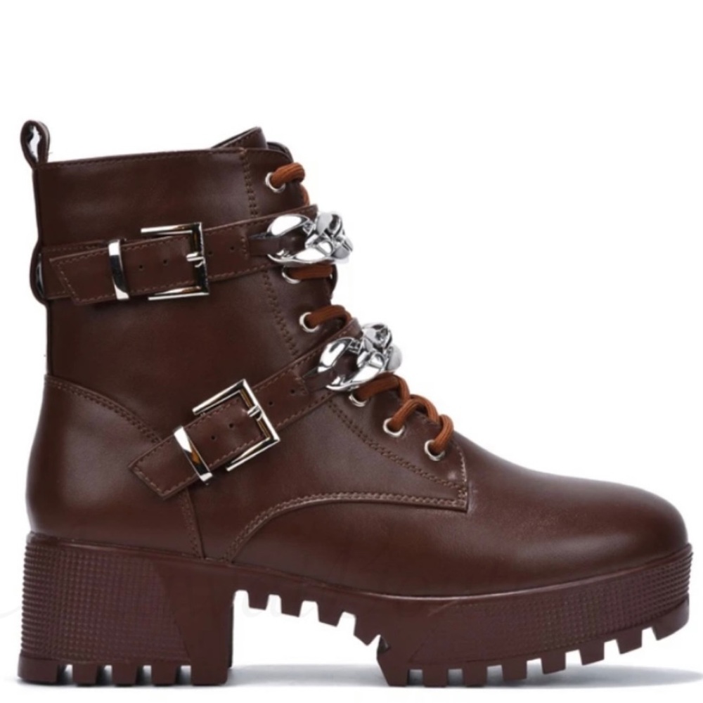 KYRA DOUBLE CHAIN STRAP COMBAT BOOTS - Picture 6 of 8